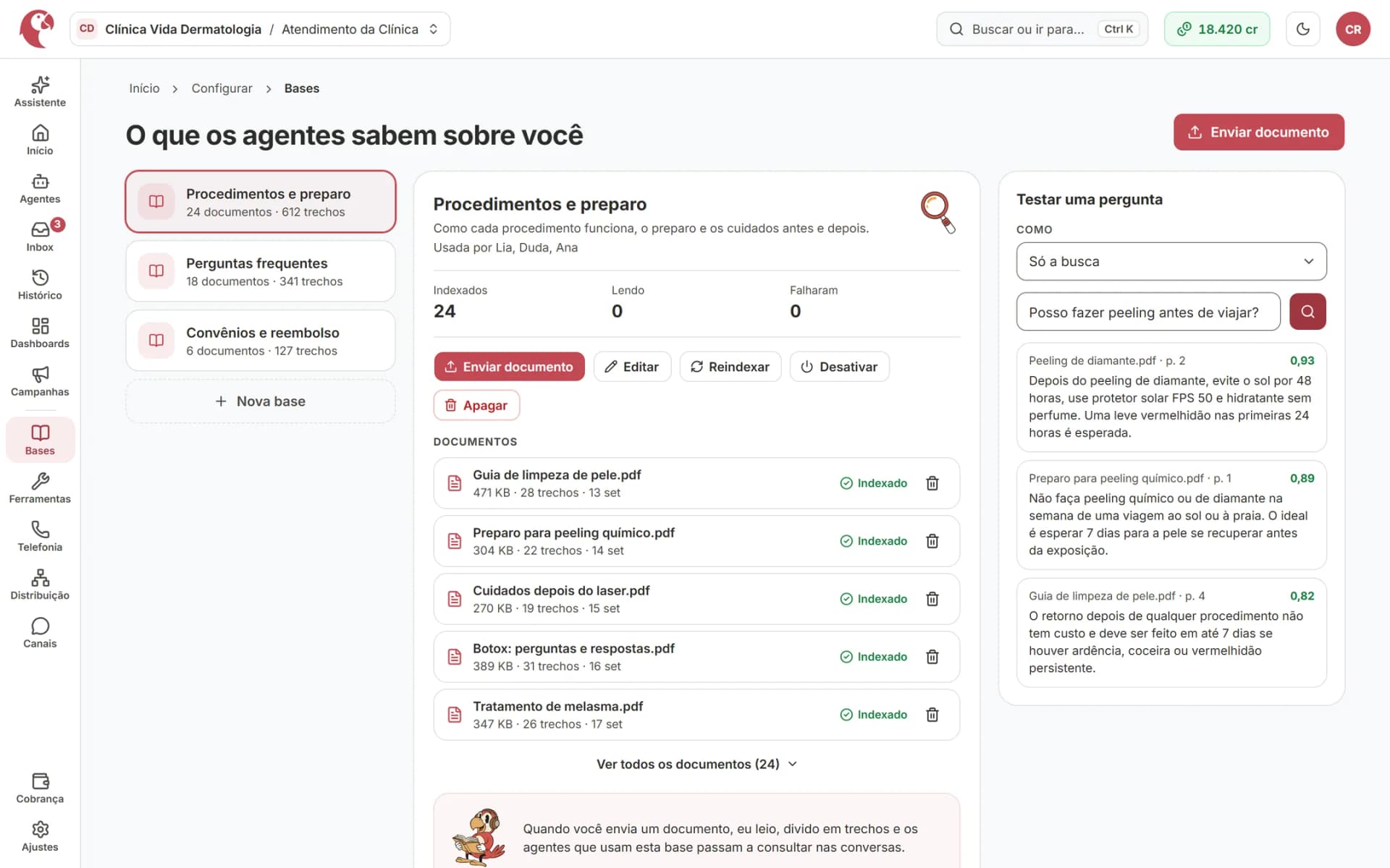 Ele responde com os seus dados